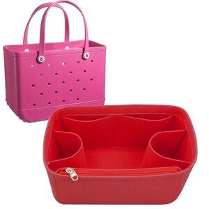 Womens Purse Insert Organizer Compatible with Bogg Bags or Large Totes RED